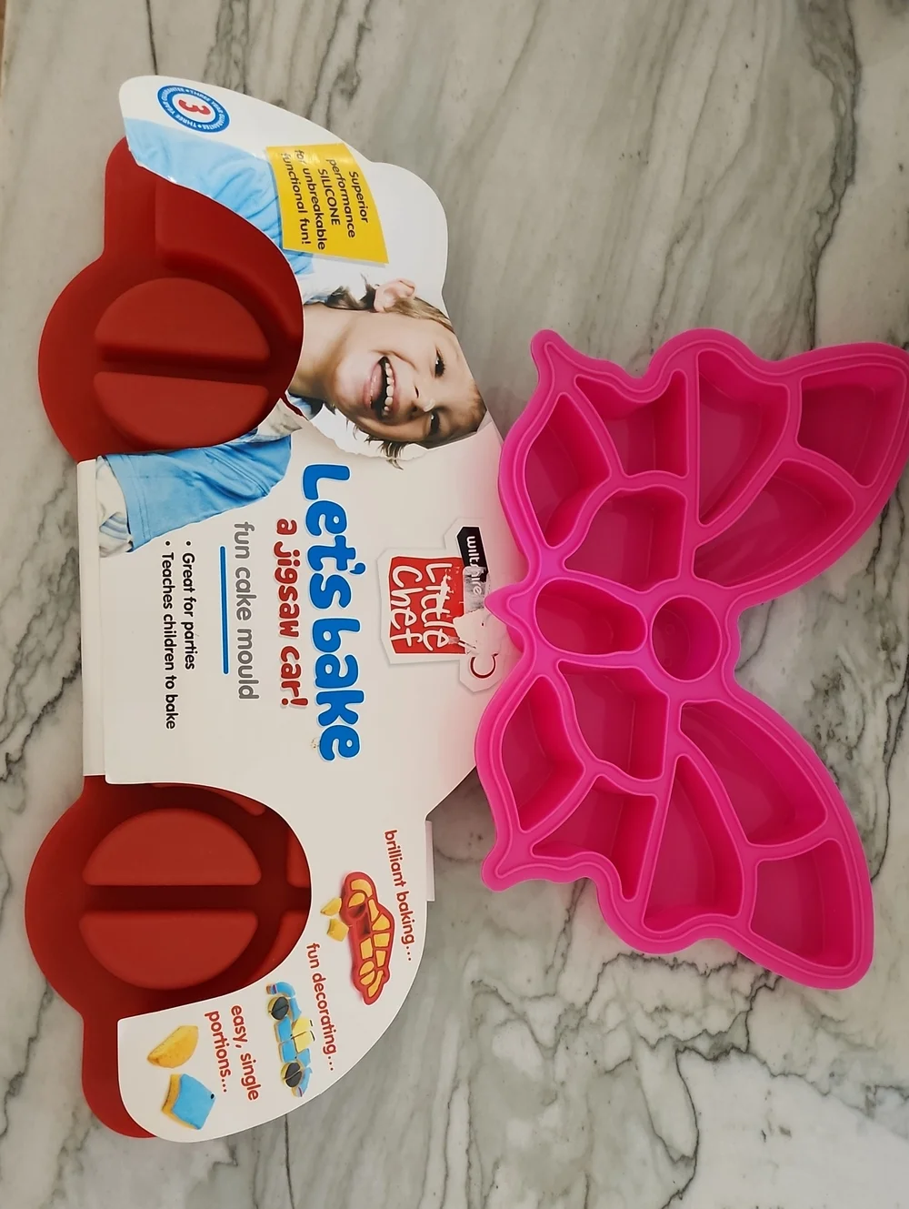 Wiltshire - Little Chef - Pink Butterfly & Jigsaw Car - Silicone Baking Molds